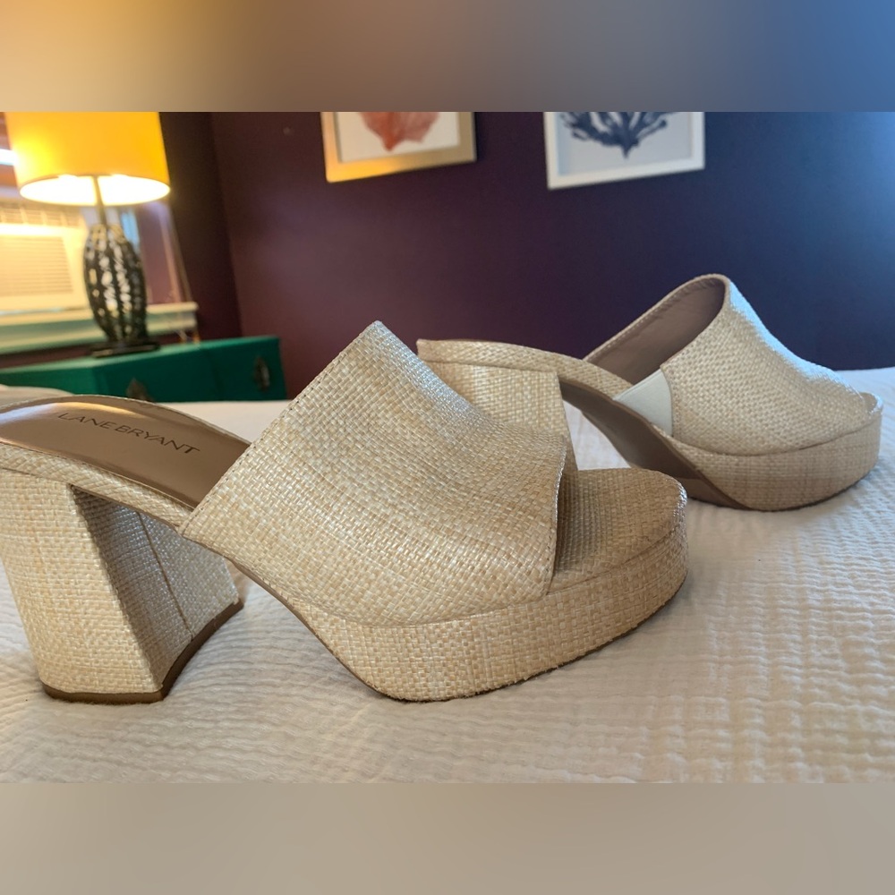 Lane Bryant Cream Platform Mules